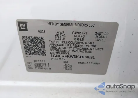 2019 Chevrolet Traverse Ls from USA, damaged, VIN 1GNERFKW6KJ104691